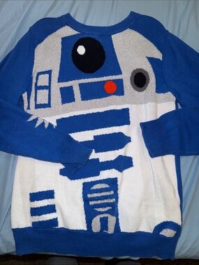Star Wars Blue & White R2-D2 Graphic Sweater| spotted zebra size M 8